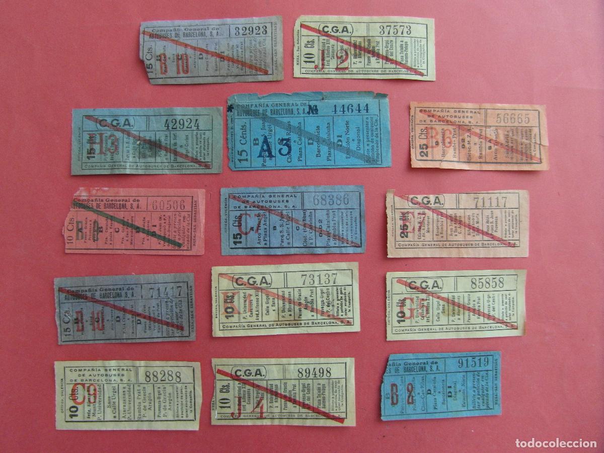 Coleccionismo billetes de transporte: LOTE 14 BILLETE COMPA&Ntilde;IA GENERAL AUTOBUSES BARCELONA CGA - CAPICUA DIFERENTES N&Uacute;MEROS Y TRAYECTOS