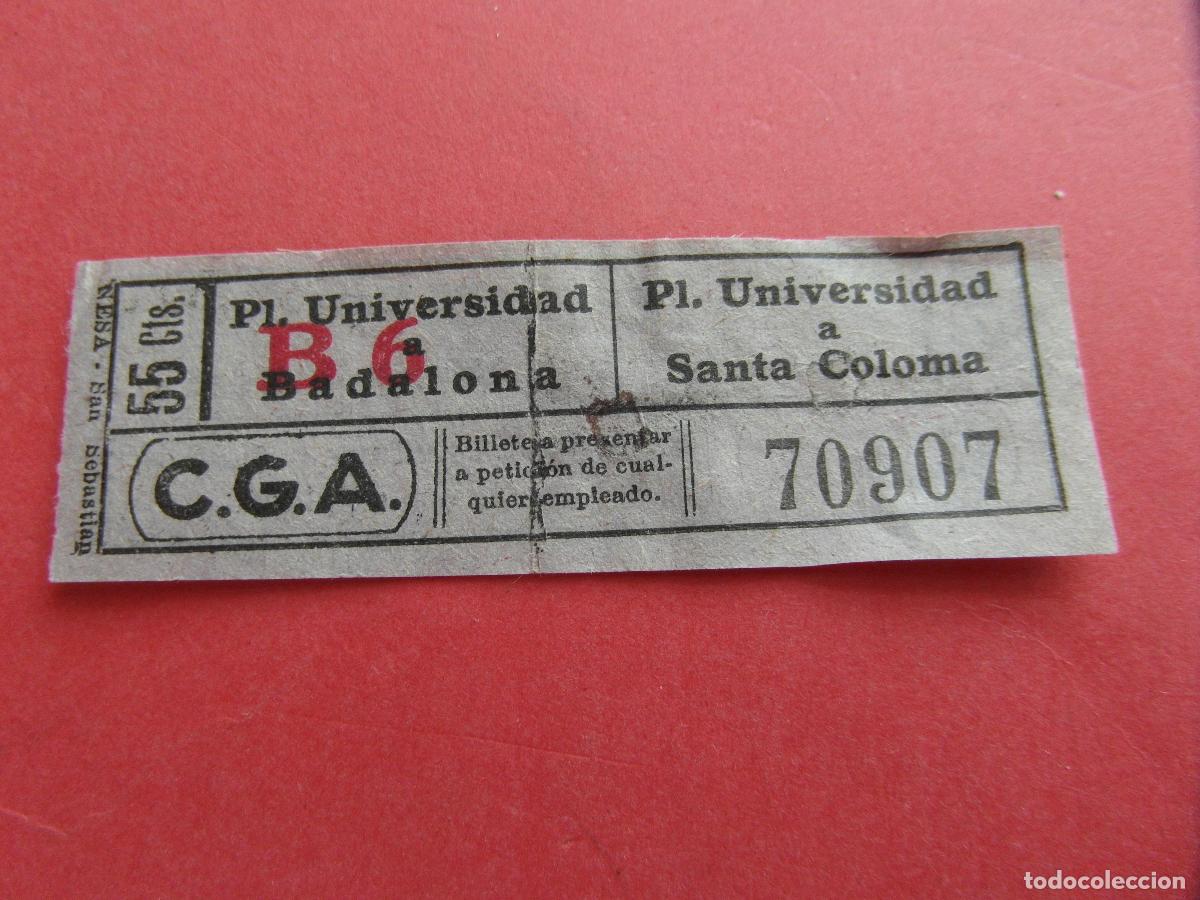 Coleccionismo billetes de transporte: BILLETE COMPA&Ntilde;IA GENERAL AUTOBUSES BARCELONA CGA - CAPICUA 70907 BADALONA SANTA COLOMA