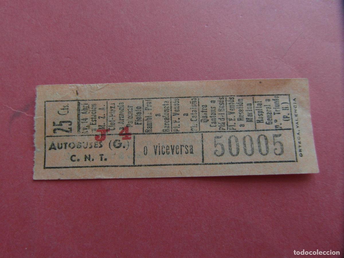 Coleccionismo billetes de transporte: BILLETE COMPA&Ntilde;IA GENERAL AUTOBUSES BARCELONA CGA - CAPICUA 50005 GUERRA CIVIL AUTOBUSES G
