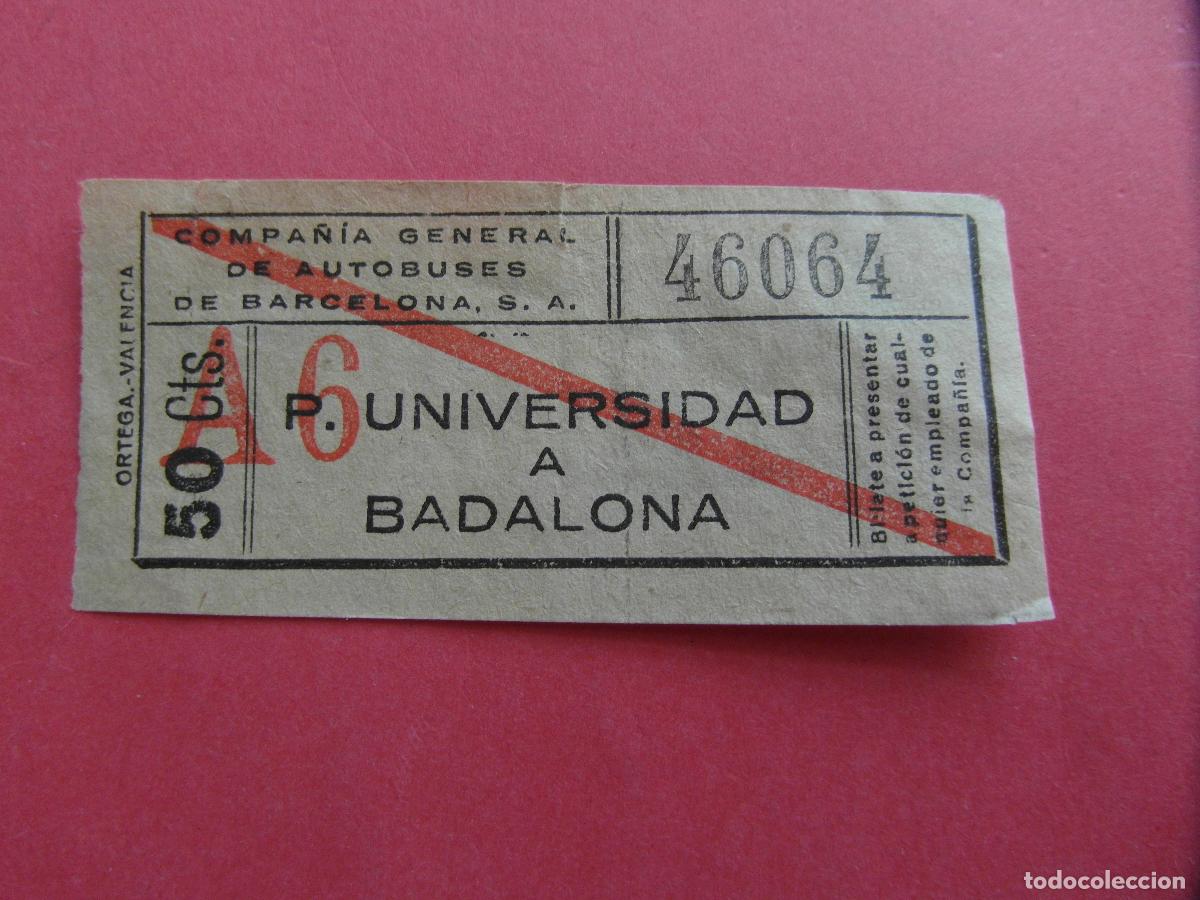 Coleccionismo billetes de transporte: BILLETE COMPA&Ntilde;IA GENERAL AUTOBUSES BARCELONA CGA - CAPICUA 46064 BADALONA