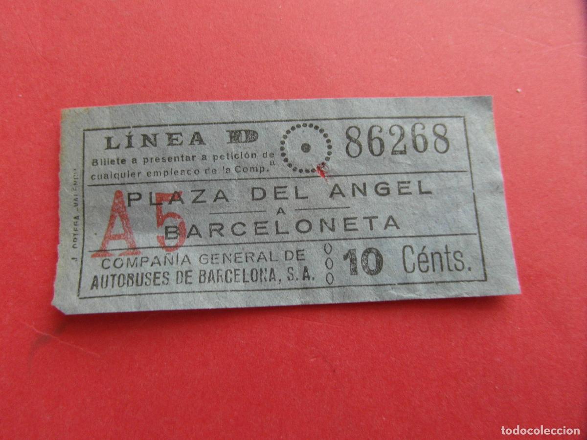Coleccionismo billetes de transporte: BILLETE COMPA&Ntilde;IA GENERAL AUTOBUSES BARCELONA CGA - CAPICUA 86268 BARCELONETA