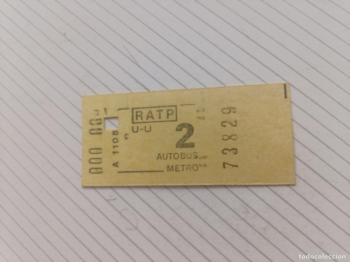 Coleccionismo billetes de transporte: ANTIGUO BILLETE RATP METRO AUTOB&Uacute;S PARIS