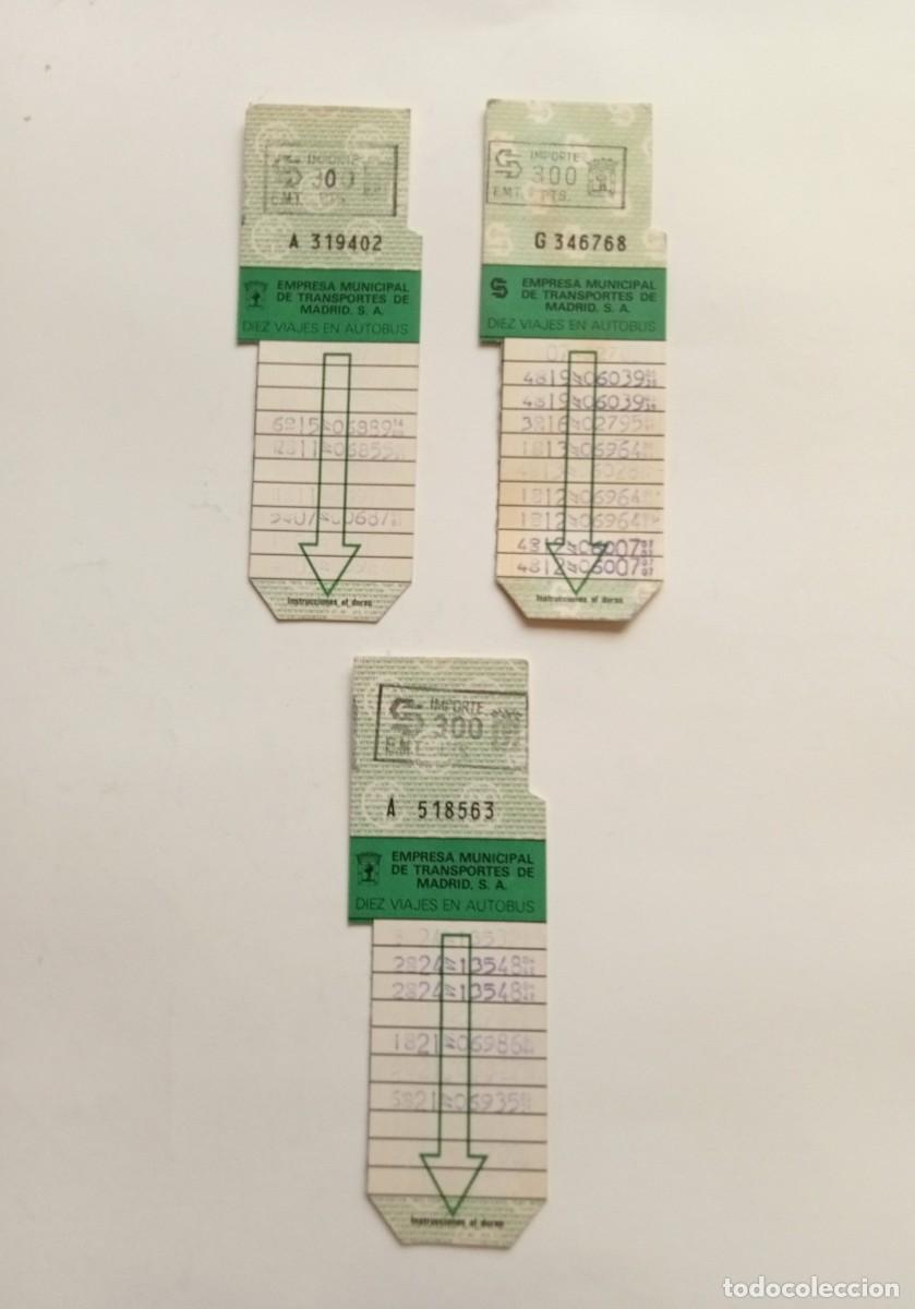 Coleccionismo billetes de transporte: 3 BONOBUS de 300 pts - EMT MADRID - AUTOBUS