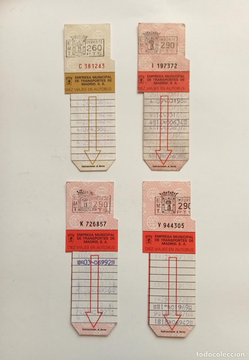 Coleccionismo billetes de transporte: 4 BONOBUS de 290 y 260 pts - EMT MADRID - AUTOBUS