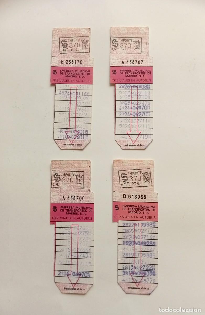 Coleccionismo billetes de transporte: 4 BONOBUS de 370 pts - EMT MADRID - AUTOBUS