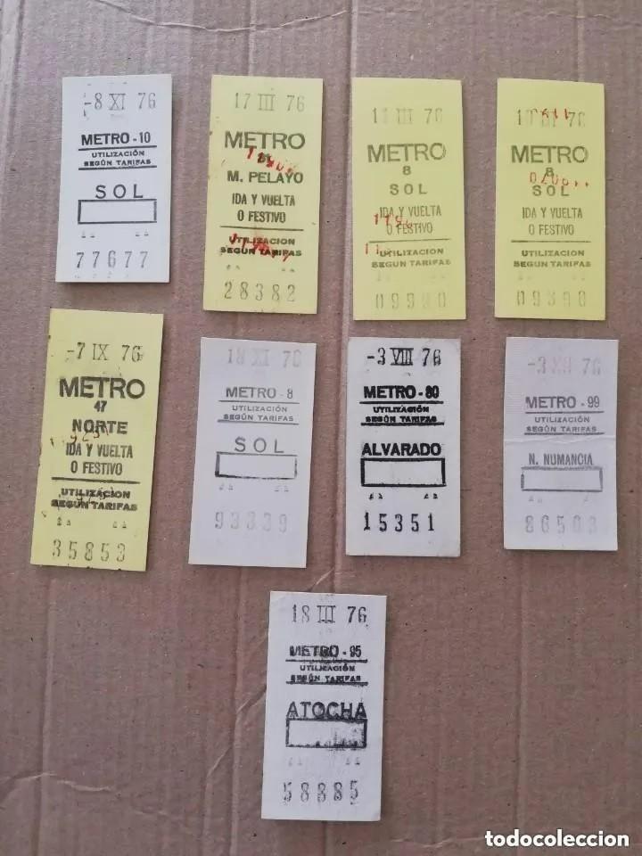 Coleccionismo billetes de transporte: 9 BILLETES DEL METRO DE MADRID, TODOS CAPICUAS, A&Ntilde;O 1976, TAL Y COMO PUEDEN VERSE EN LAS FOTOGRAFIAS
