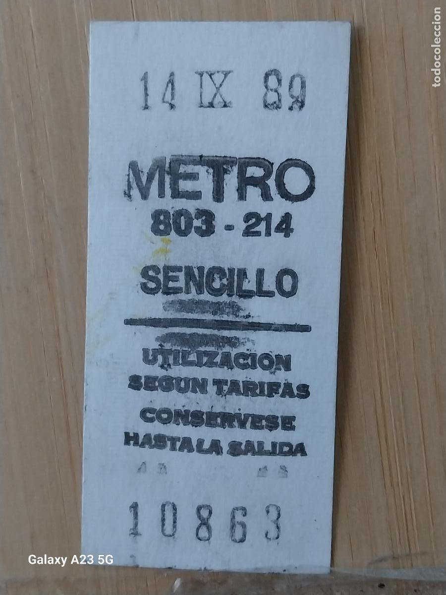 Collectables Transport Tickets: METRO BILLETE 14 SEPTIEMBRE 1989 10863 ORIGINAL USADO GOYA GENERAL URRUTIA