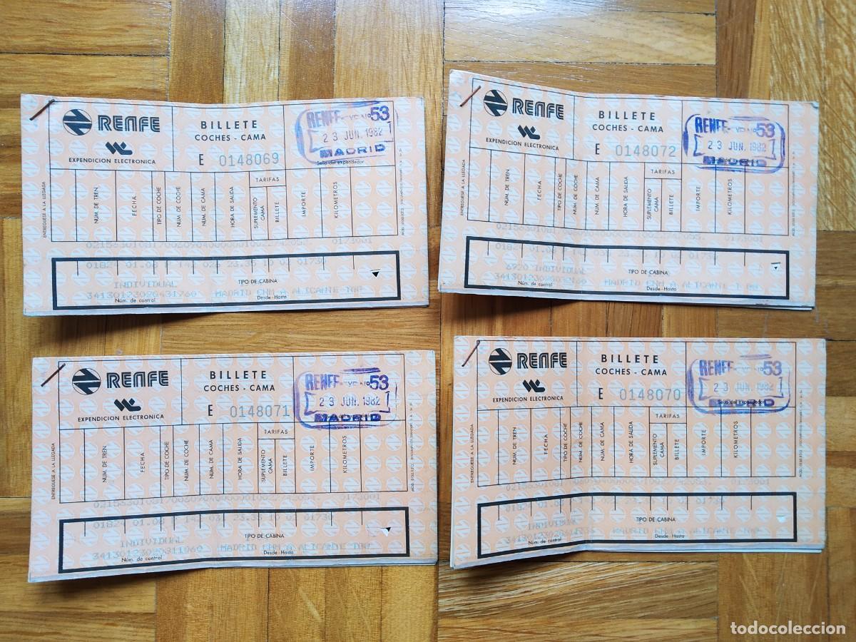 Coleccionismo billetes de transporte: LOTE 4 BILLETSE RENFE TREN COCHE CAMA A&Ntilde;OS 80`S MADRID CHAMARTIN A ALICANTE VER FOTOS