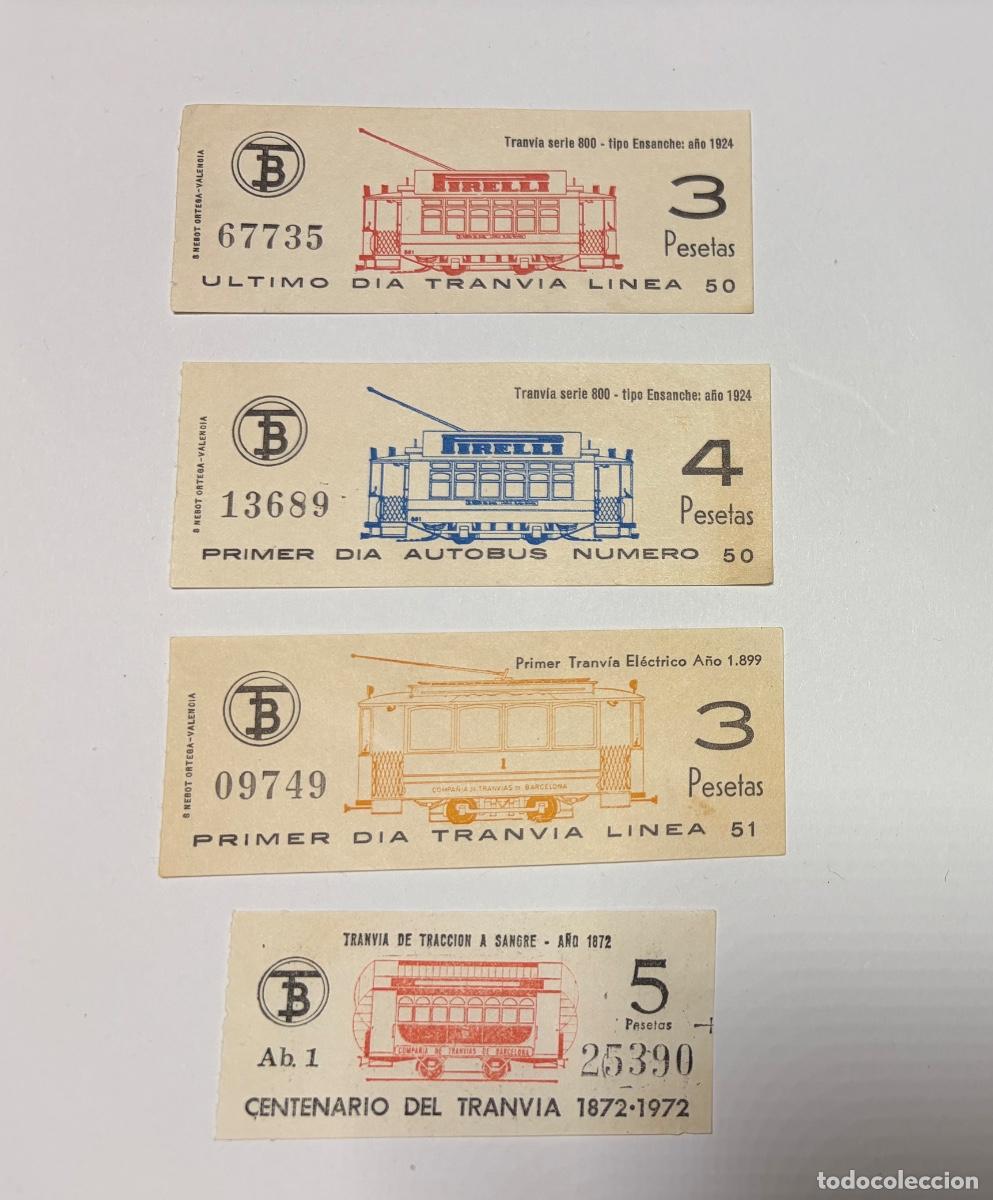 Coleccionismo billetes de transporte: LOTE ANTIGUOS BILLETES TRANVIA BARCELONA CONMEMORATIVOS