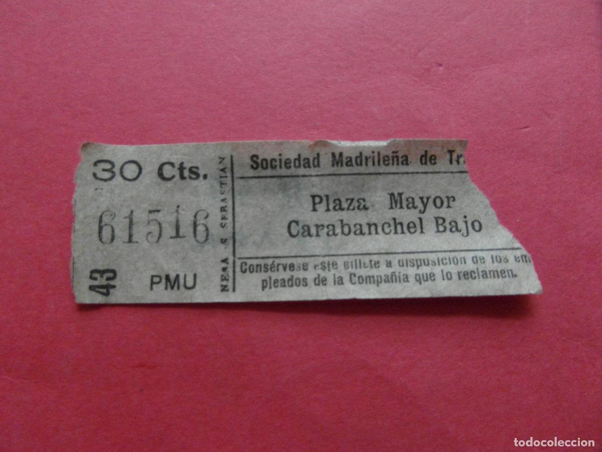 Coleccionismo billetes de transporte: REF: TRMAD_SMT - S.M.T. SOCIEDAD MADRILE&Ntilde;A DE TRANV&Iacute;AS - MADRID 61516 CAPICUA LEEINTER Y TRAY 1943
