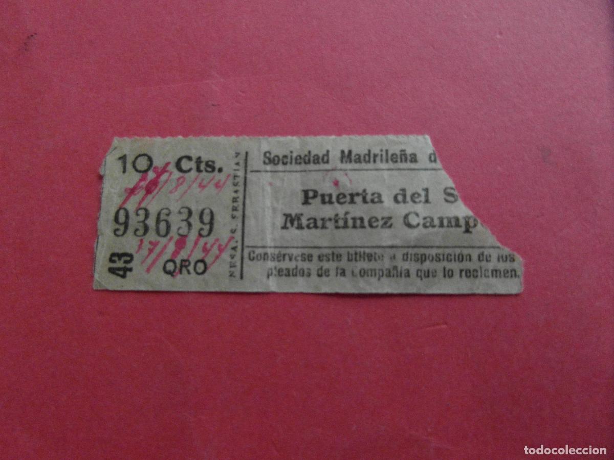 Coleccionismo billetes de transporte: REF: TRMAD_SMT - S.M.T. SOCIEDAD MADRILE&Ntilde;A DE TRANV&Iacute;AS - MADRID 93639 CAPICUA LEEINTER Y TRAY 1944