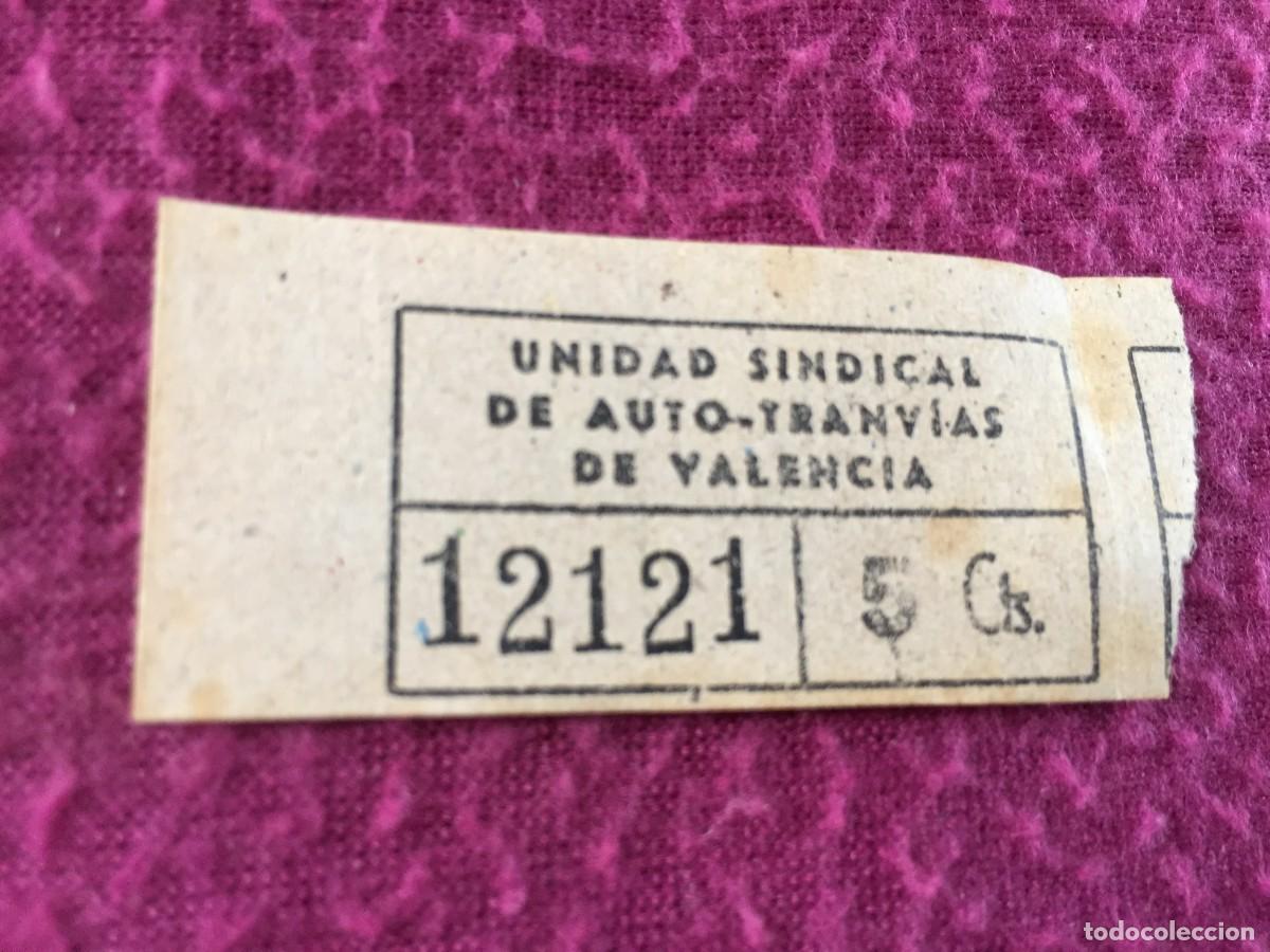 Coleccionismo billetes de transporte: BILLETE DE TRANVIA 5 CENTIMOS,UNIDAD SINDICAL, AUTO TRANVIAS DE VALENCIA, 12121,CAPICUA-GUERRA CIVIL