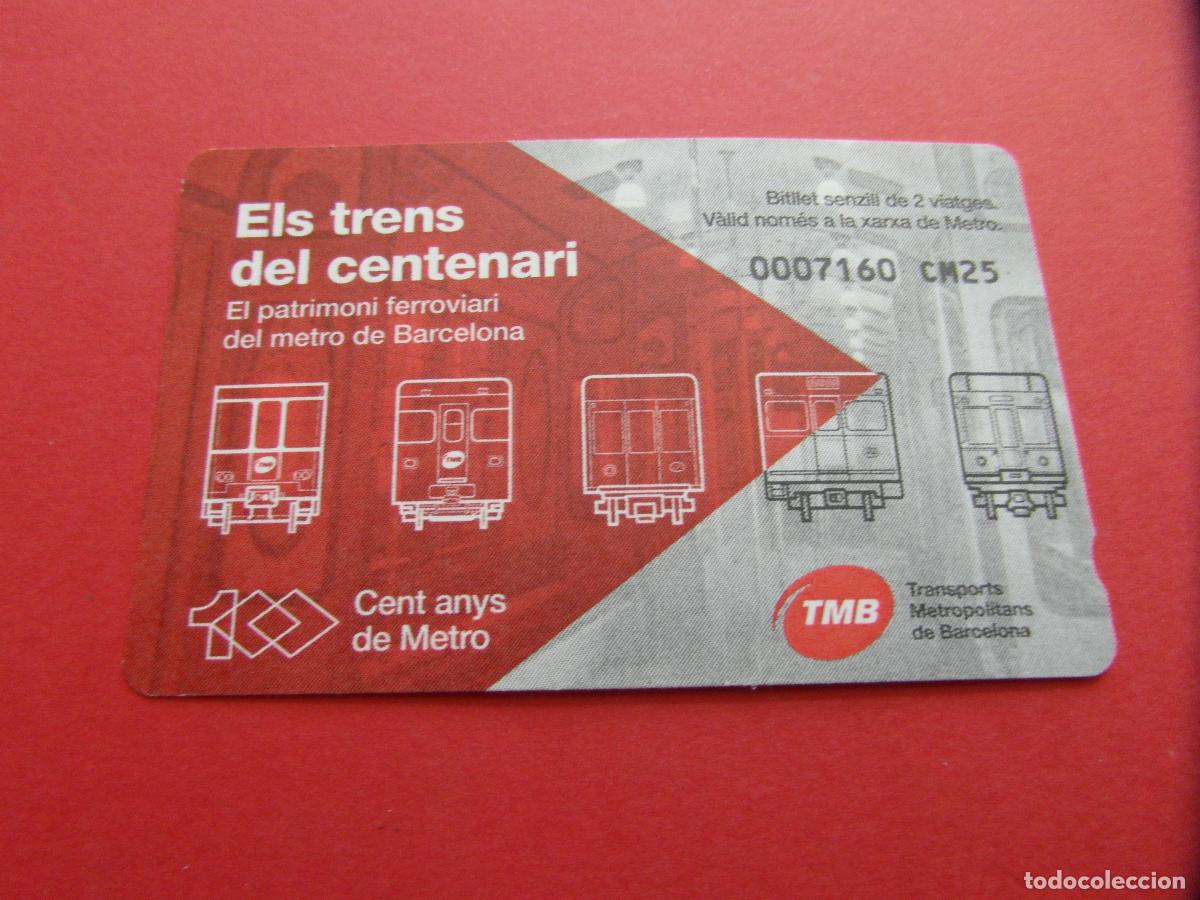 Coleccionismo billetes de transporte: REF: COL_LBE01 - TARJETA CONMEMORATIVA ELS TRENS DEL CENTENARI 100 A&Ntilde;OS METRO DE BARCELONA