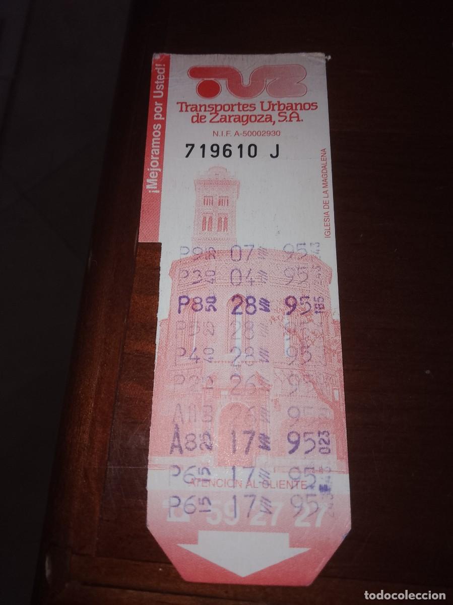 Coleccionismo billetes de transporte: Transporte urbano de Zaragoza iglesias de la Madalena a&ntilde;os 90