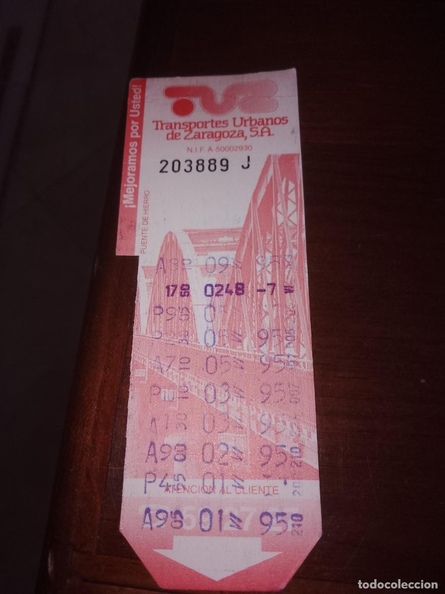 Coleccionismo billetes de transporte: Transporte urbano de Zaragoza puente de hierro a&ntilde;os 90