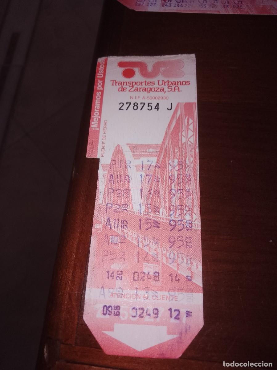 Coleccionismo billetes de transporte: Transporte urbano de Zaragoza puente de hierro a&ntilde;os 90