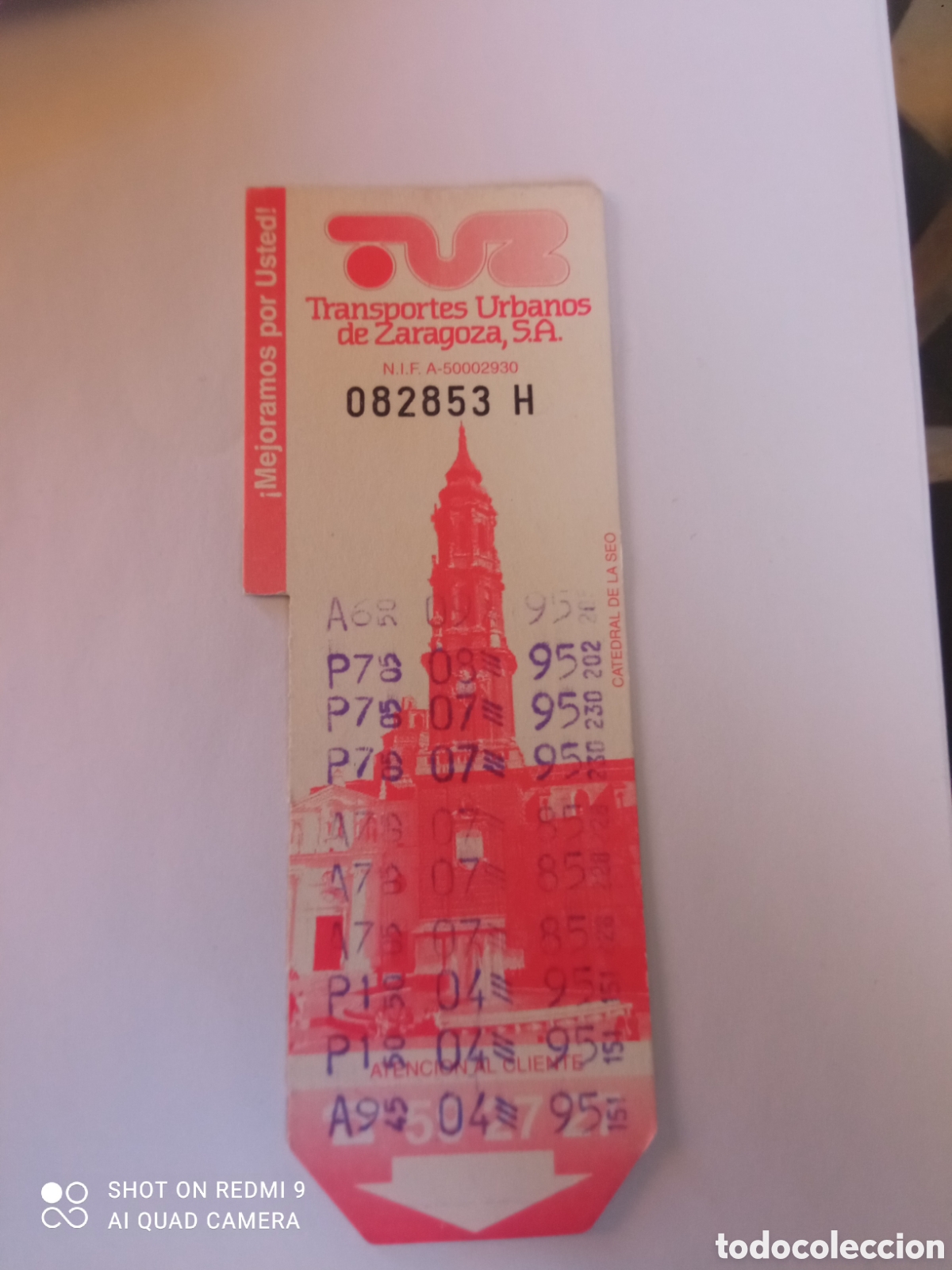 Coleccionismo billetes de transporte: Billete de Transporte urbano ZARAGOZA, S.A. A&Ntilde;OS 90S (catedral del aseo)