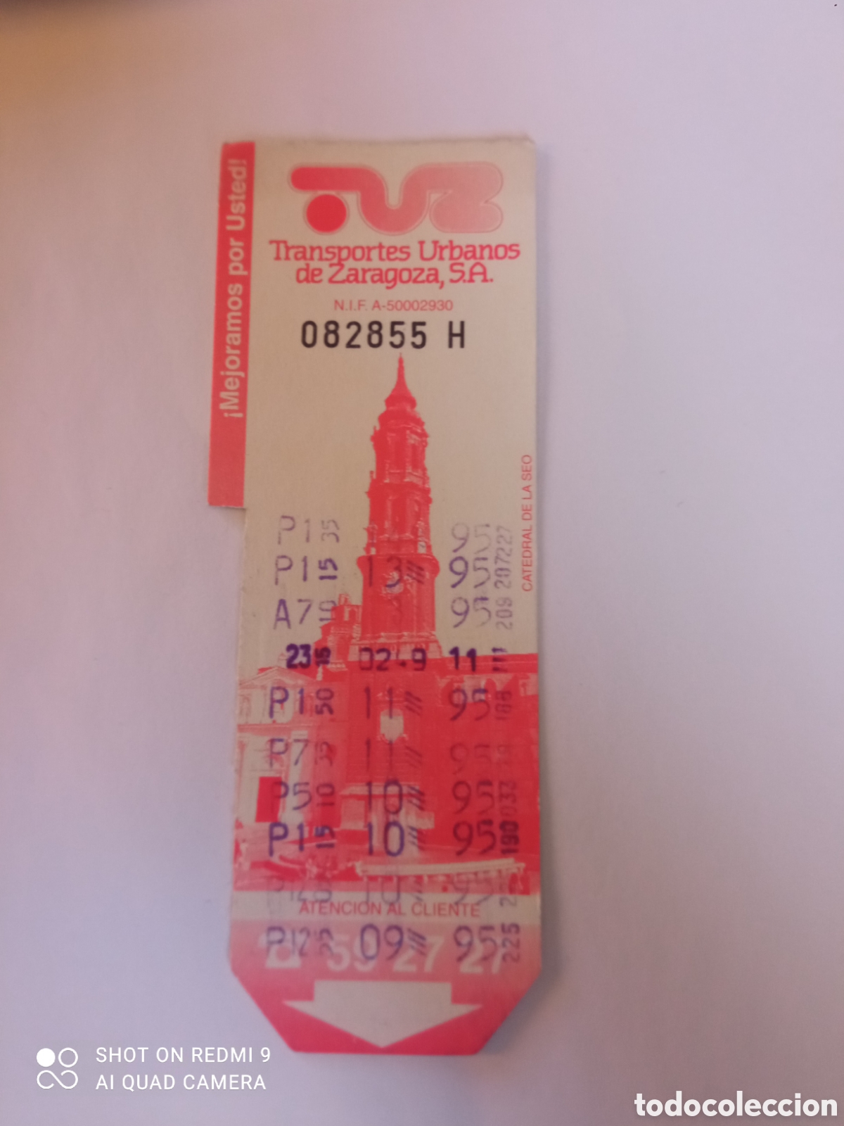 Coleccionismo billetes de transporte: Billete de Transporte urbano ZARAGOZA, S.A. A&Ntilde;OS 90S (catedral del aseo)