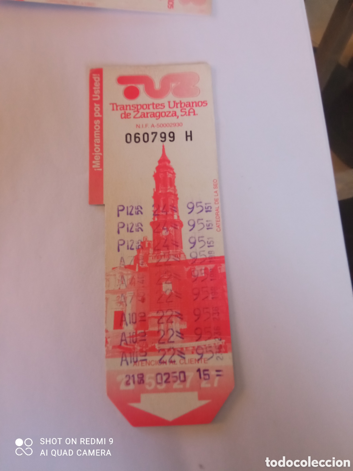 Coleccionismo billetes de transporte: Billete de Transporte urbano ZARAGOZA, S.A. A&Ntilde;OS 90S (catedral del aseo)