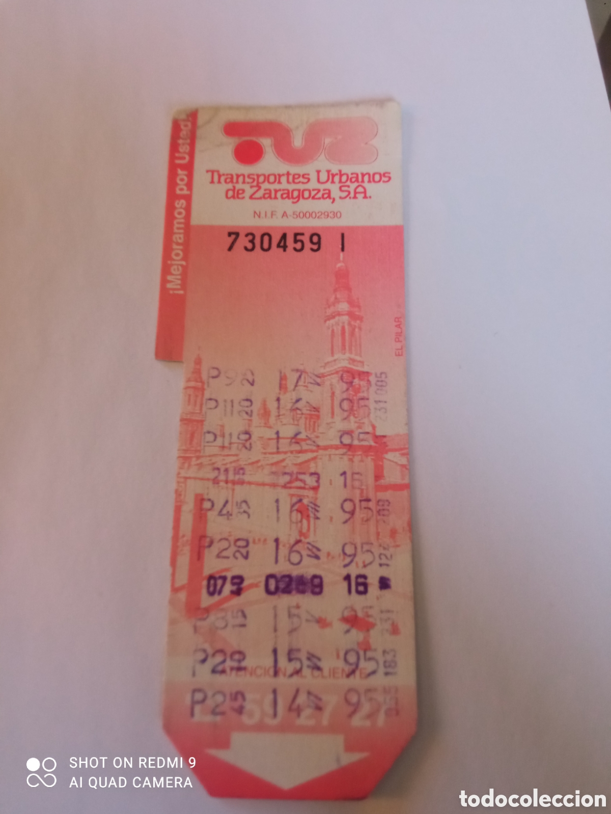 Coleccionismo billetes de transporte: Billete de Transporte urbano ZARAGOZA, S.A. A&Ntilde;OS 90S (EL PILAR)