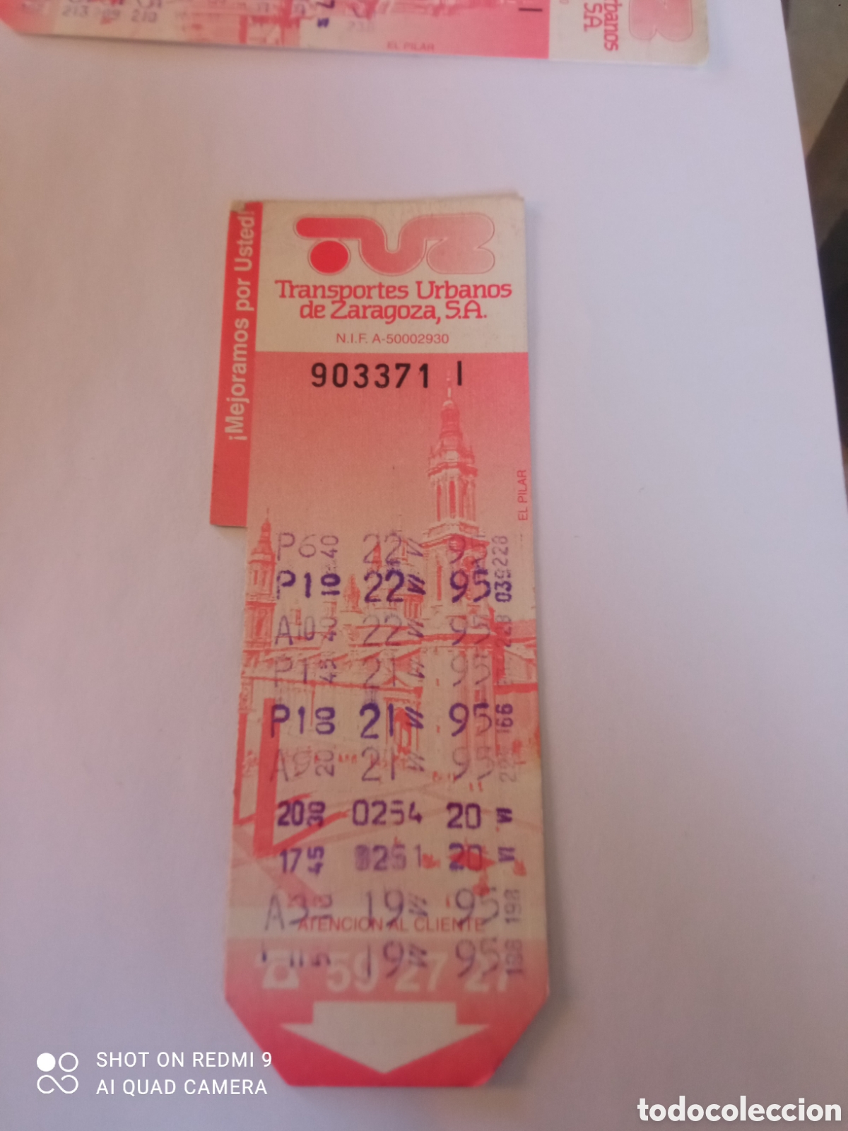 Collectables Transport Tickets: Billete de Transporte urbano ZARAGOZA, S.A. A&Ntilde;OS 90S (EL PILAR)