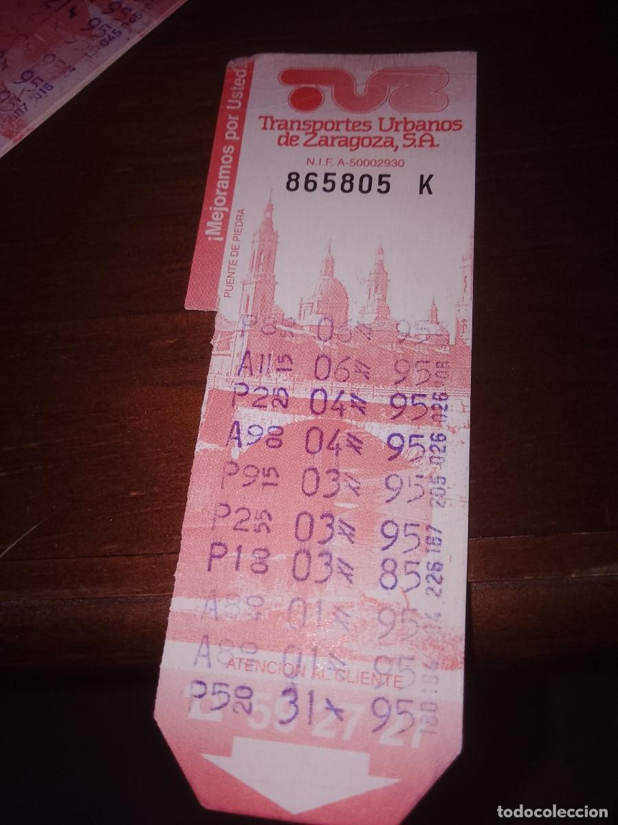 Coleccionismo billetes de transporte: Transporte urbano de Zaragoza puente de piedra a&ntilde;os 90