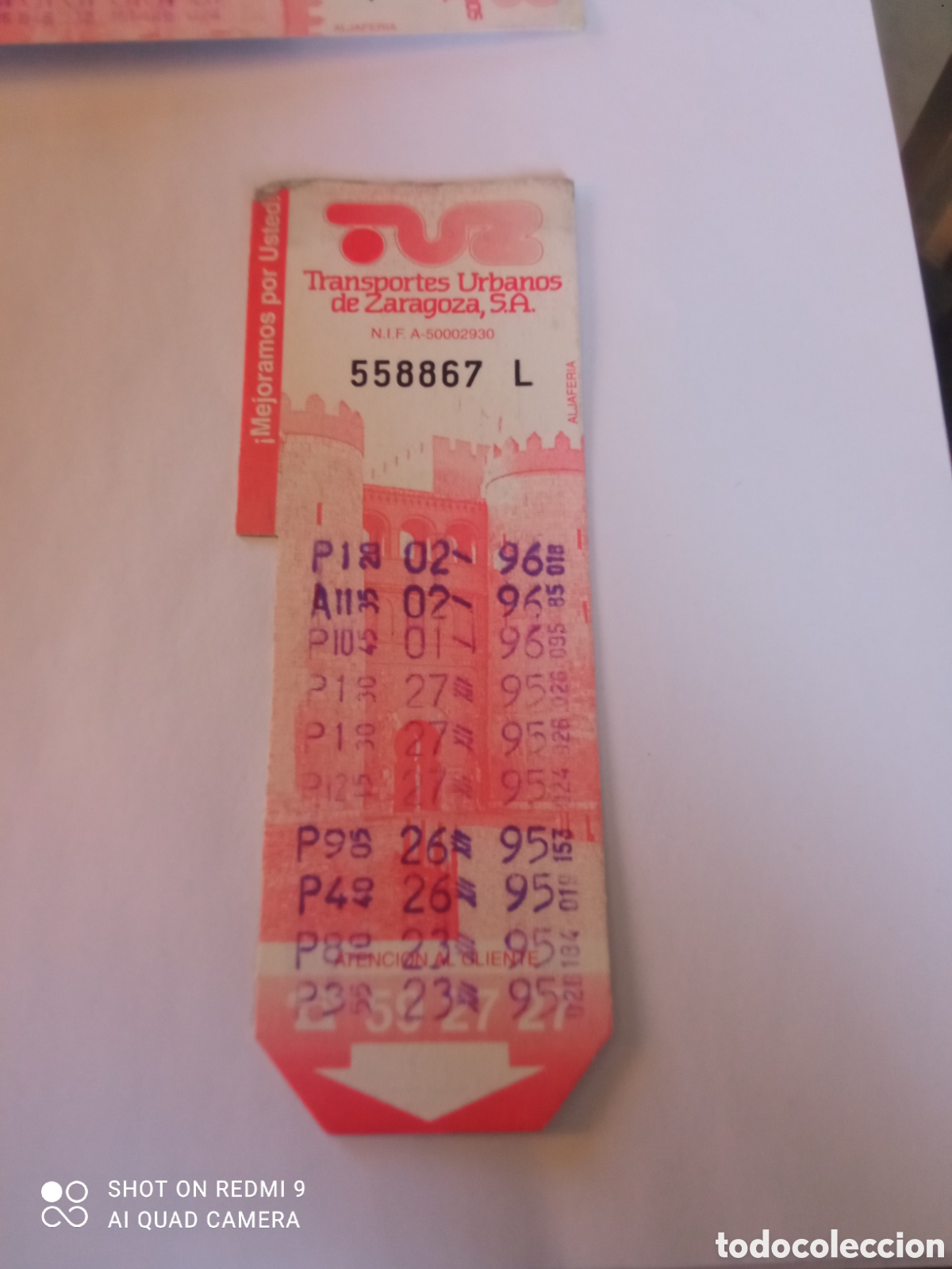 Coleccionismo billetes de transporte: Billete de Transporte urbano ZARAGOZA, S.A. A&Ntilde;OS 90S (ALJAFERIA)