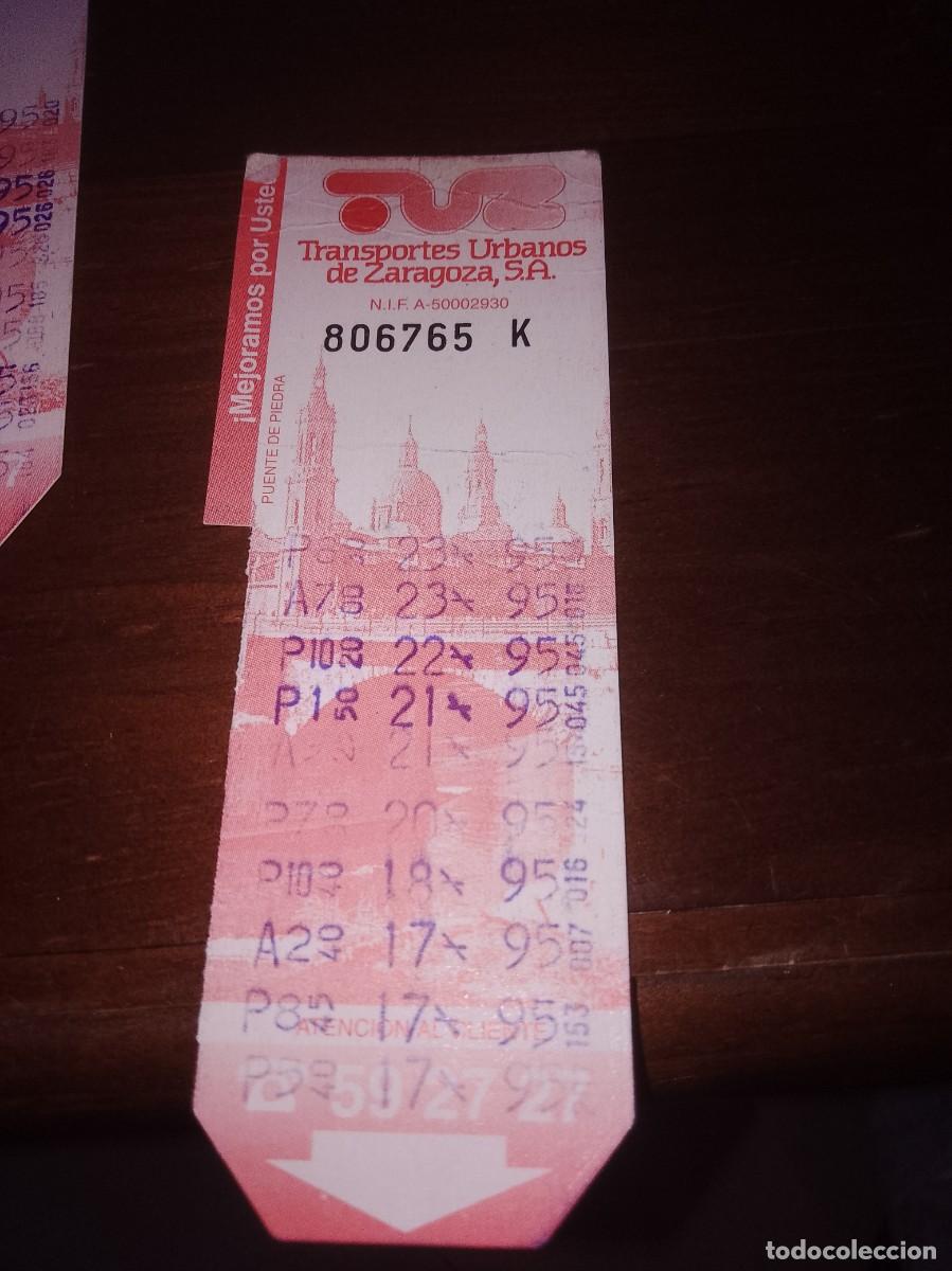 Coleccionismo billetes de transporte: Transporte urbano de Zaragoza puente de piedra a&ntilde;os 90