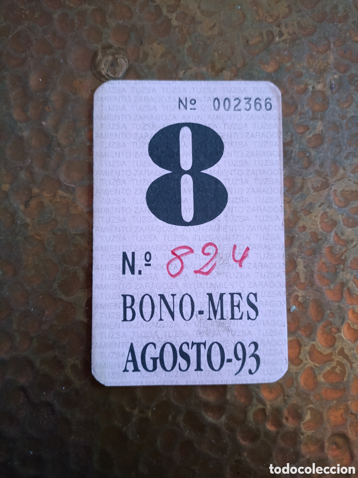 Collectionnisme Billets de transport: Billete de Transporte bono-mes ZARAGOZA A&Ntilde;OS 90S