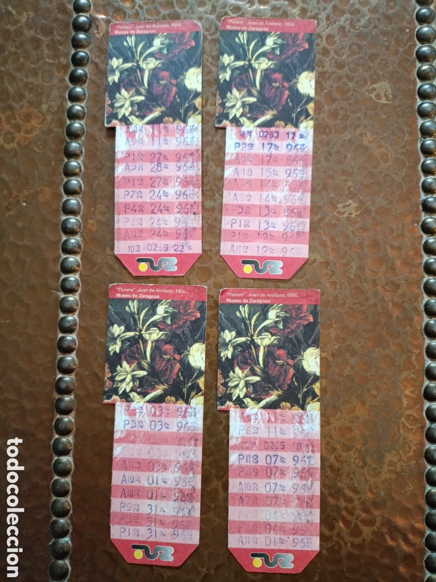 Collectables Transport Tickets: LOTE 4 Billetes de Transporte urbano ZARAGOZA, S.A. A&Ntilde;OS 90S (MUSEO DE ZGz)