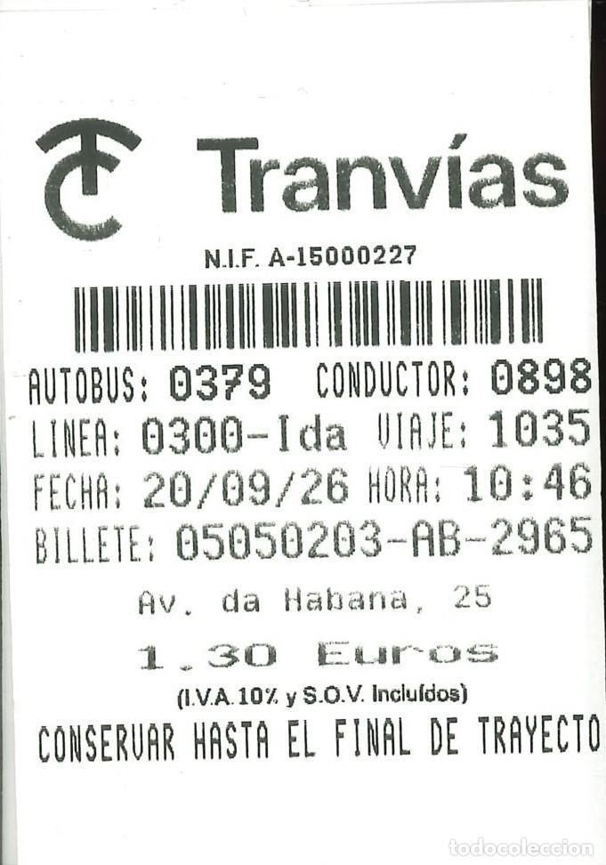 Coleccionismo billetes de transporte: BILLETE TRANSPORTES URBANOS DE A CORU&Ntilde;A - 20-09-2026
