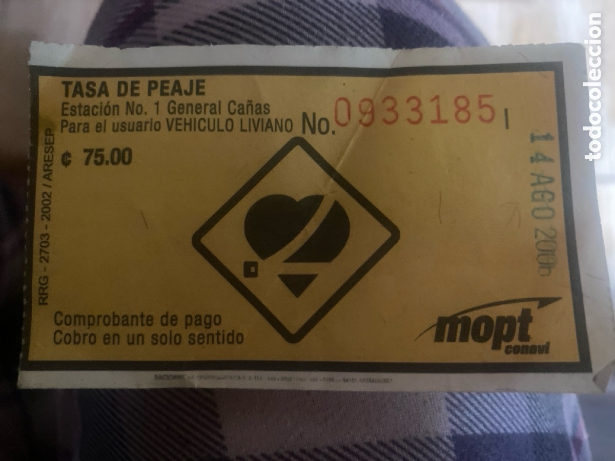Coleccionismo billetes de transporte: Tasa de peaje ticket - Foto 2