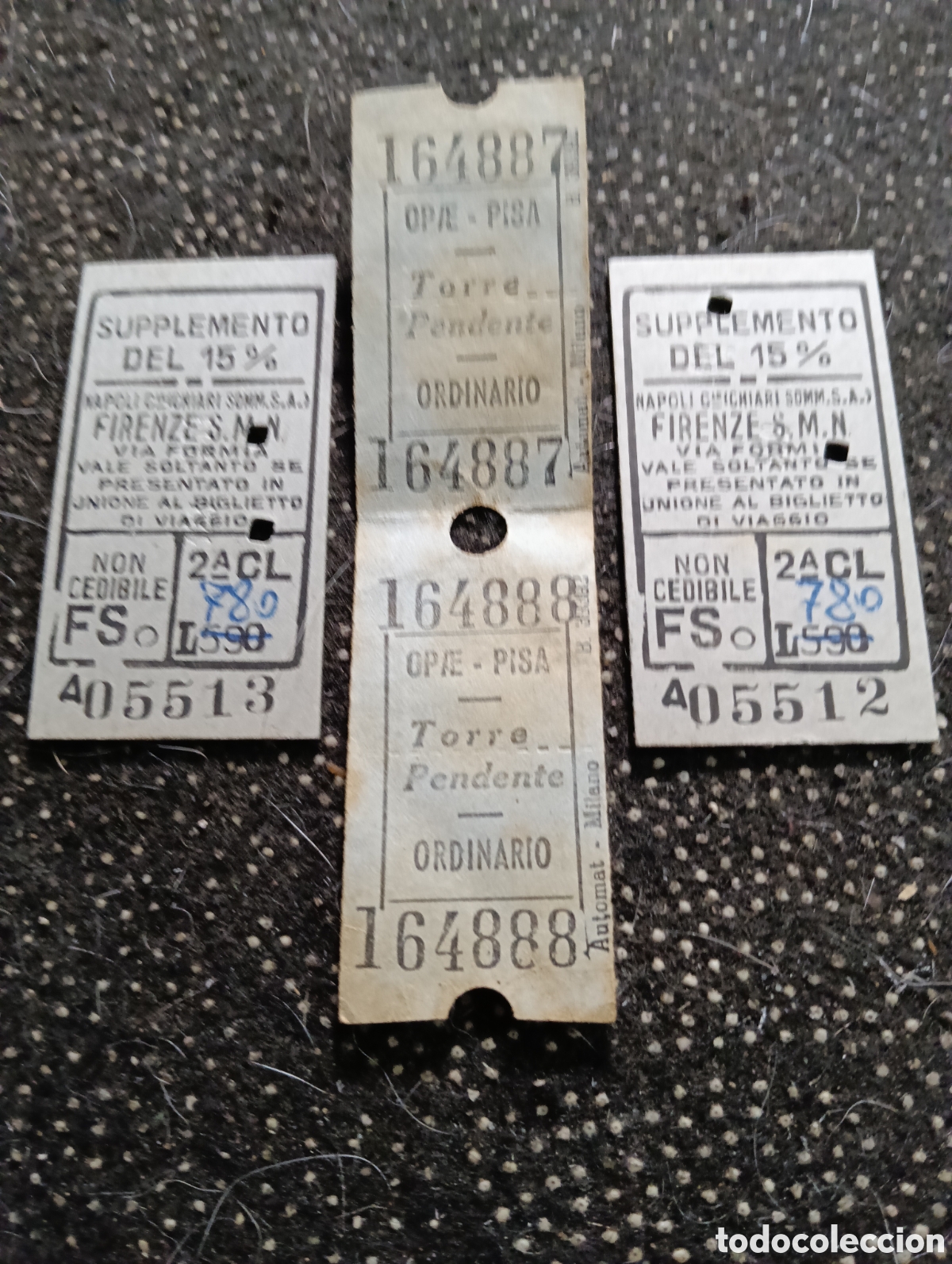 Coleccionismo billetes de transporte: 4 Billetes de Pisa y Firenze (Italia) emitido para la estaci&oacute;n de Firenze S.M.N. (Santa Maria Novell