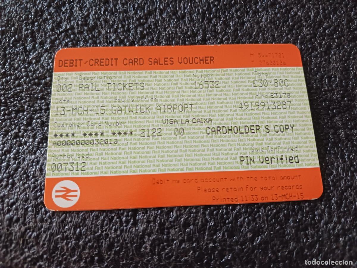 Coleccionismo billetes de transporte: antiguo comprobante de compra de tarjeta al aeropuerto de londres