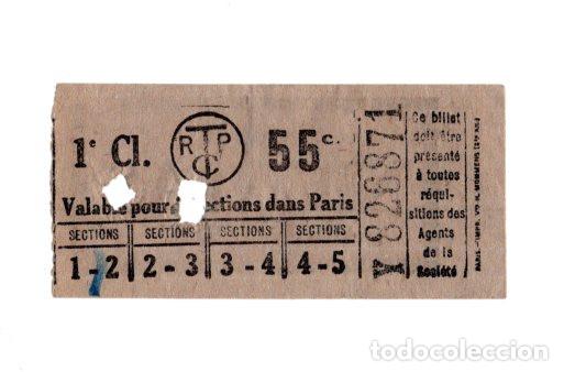 Coleccionismo billetes de transporte: BILLETE TRANSPORTE P&Uacute;BLICO DE PAR&Iacute;S, PRIMERA CLASE. V&Aacute;LIDO VIAJAR RED DE TRANSPORTE DE LA CIUDAD.