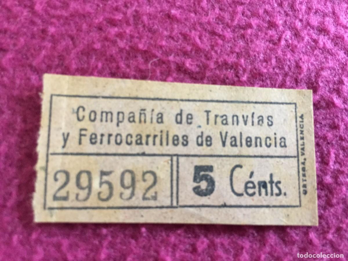 Coleccionismo billetes de transporte: BILLETE DE TRANVIA Y FERROCARRIL 5 CENTIMOS - VALENCIA, 29592 CAPICUA