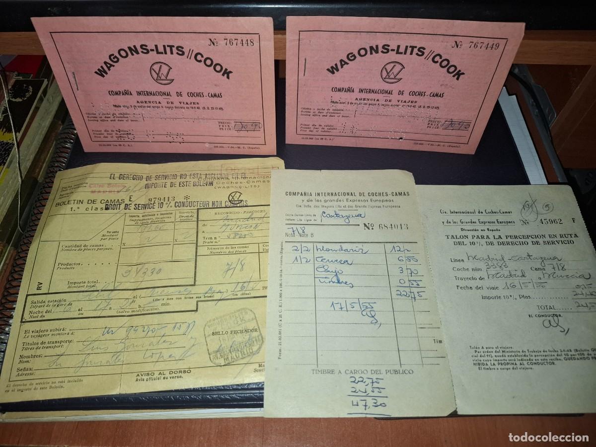Coleccionismo billetes de transporte: Billetes de coches - camas. Wagons lits cook. Madrid - Cartagena