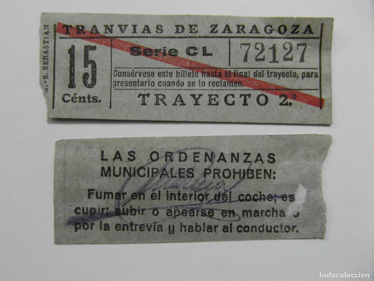 Coleccionismo billetes de transporte: Ref: ZAR_01 - LOS TRANVIAS DE ZARAGOZA - VER TRAYECTOS/PRECIO - capicua 72127