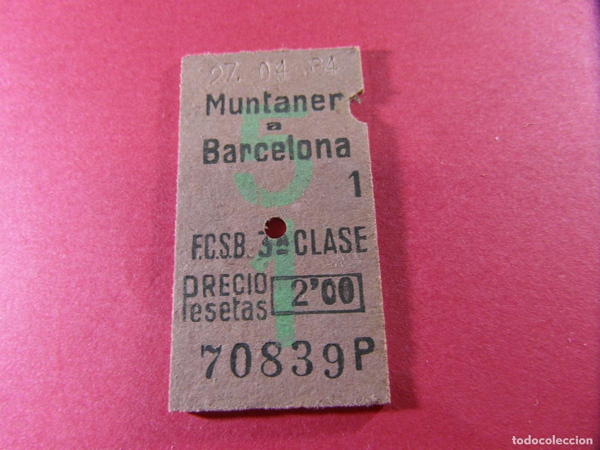 Coleccionismo billetes de transporte: BILLETE EDMONSON FERROCARRILES CATALANES SARRIA GENERALITAT - MUNTANER BARCELONA