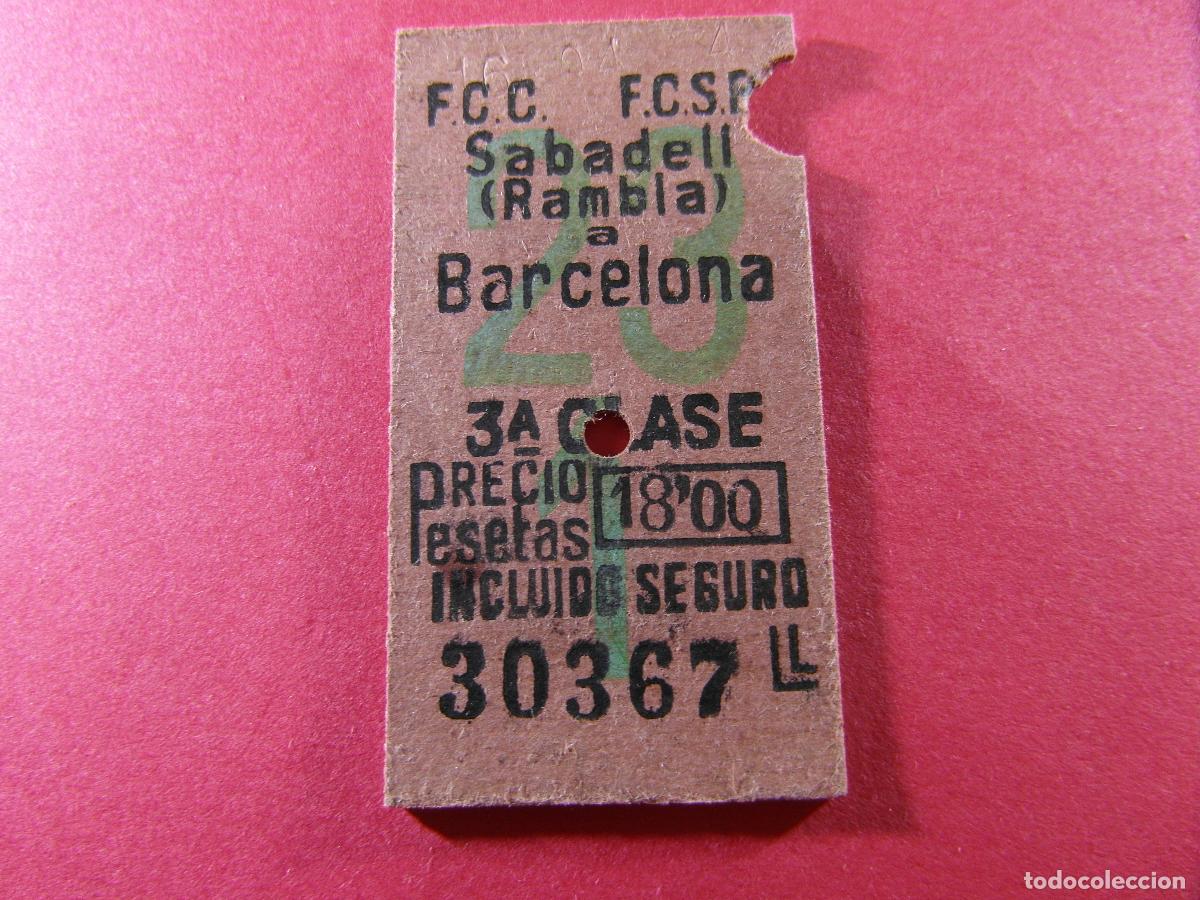 Coleccionismo billetes de transporte: BILLETE EDMONSON FERROCARRILES CATALANES SARRIA GENERALITAT - SABADELL RAMBLA BARCELONA