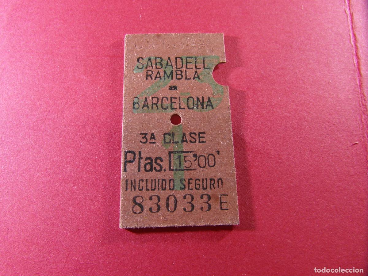 Coleccionismo billetes de transporte: BILLETE EDMONSON FERROCARRILES CATALANES SARRIA GENERALITAT - RAMBLA SABADELL BARCELONA
