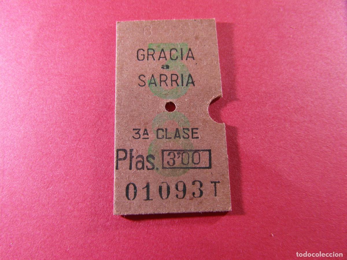 Coleccionismo billetes de transporte: BILLETE EDMONSON FERROCARRILES CATALANES SARRIA GENERALITAT - GRACIA SARRIA