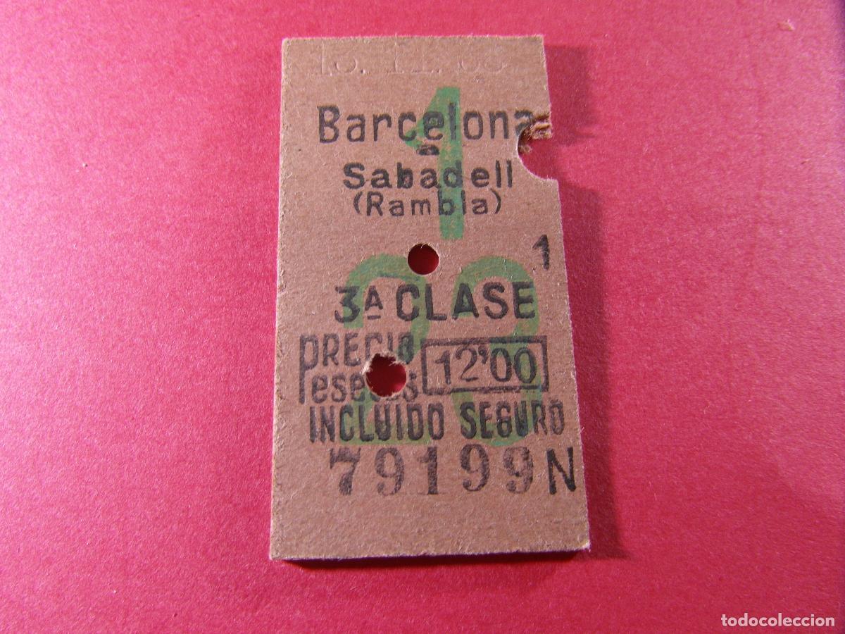 Coleccionismo billetes de transporte: BILLETE EDMONSON FERROCARRILES CATALANES SARRIA GENERALITAT - BARCELONA SABADELL RAMBLA