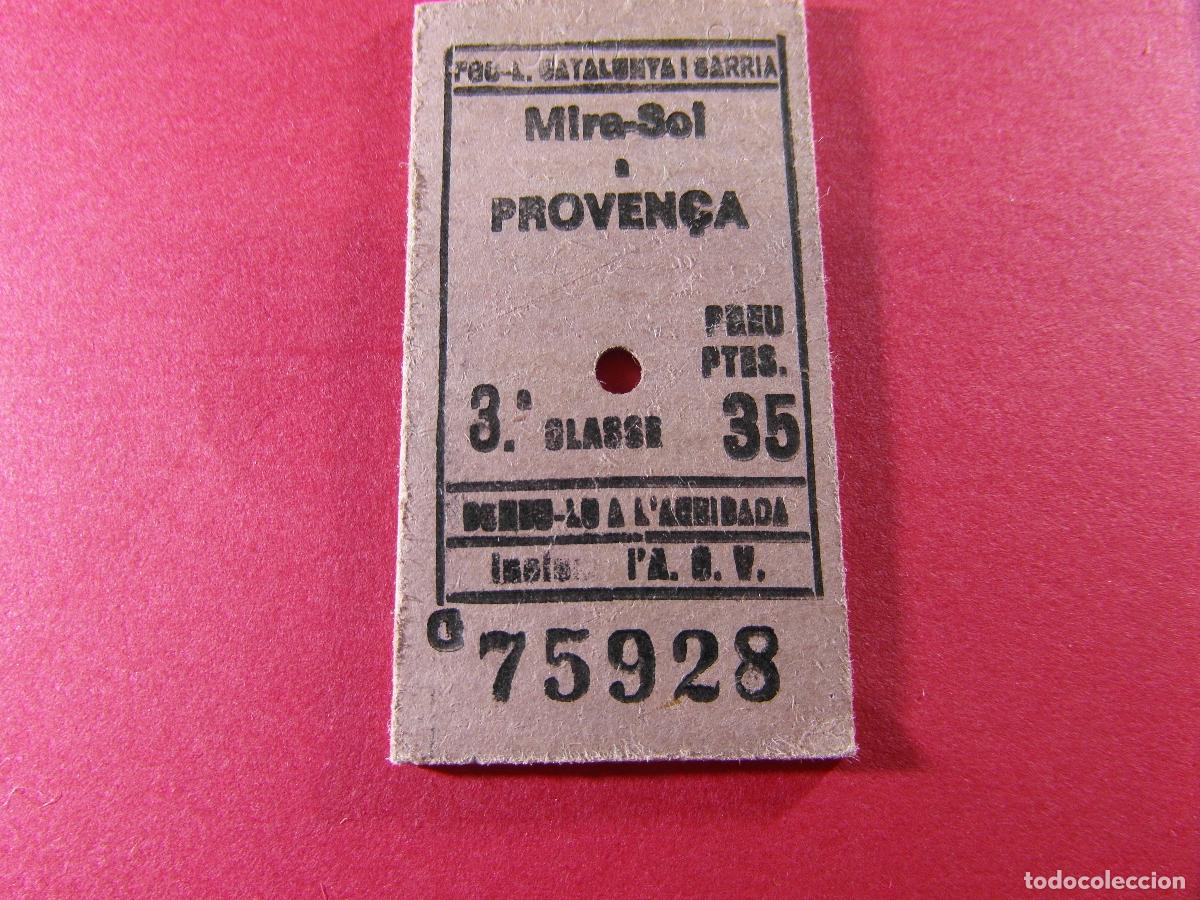 Coleccionismo billetes de transporte: BILLETE EDMONSON FERROCARRILES CATALANES SARRIA GENERALITAT - MIRASOL PROVEN&Ccedil;A