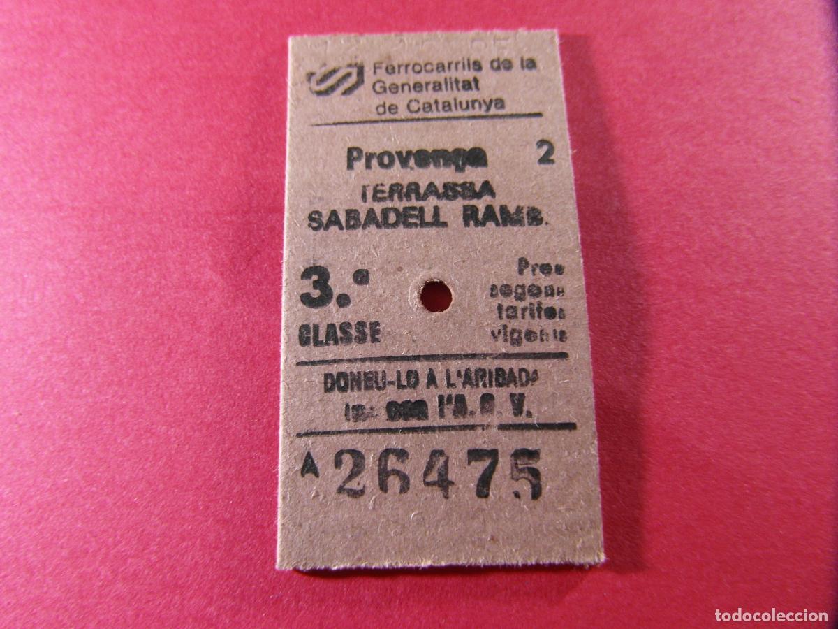 Coleccionismo billetes de transporte: BILLETE EDMONSON FERROCARRILES CATALANES SARRIA GENERALITAT - PROVEN&Ccedil;A TERRASSA SABADELL RAMBLA