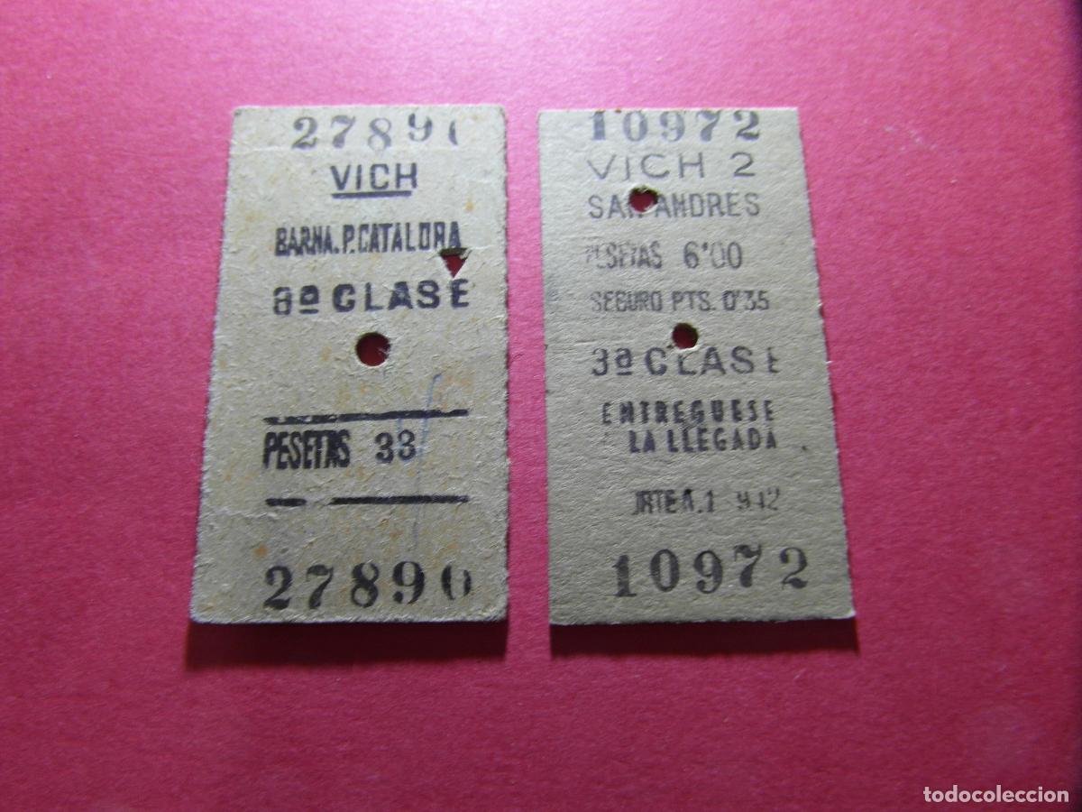 Coleccionismo billetes de transporte: BILLETE EDMONSON - LOTE DE 2 DIFERENTES - VIC VICH - RENFE MZA CERCANIAS RODALIES FERROCARRIL