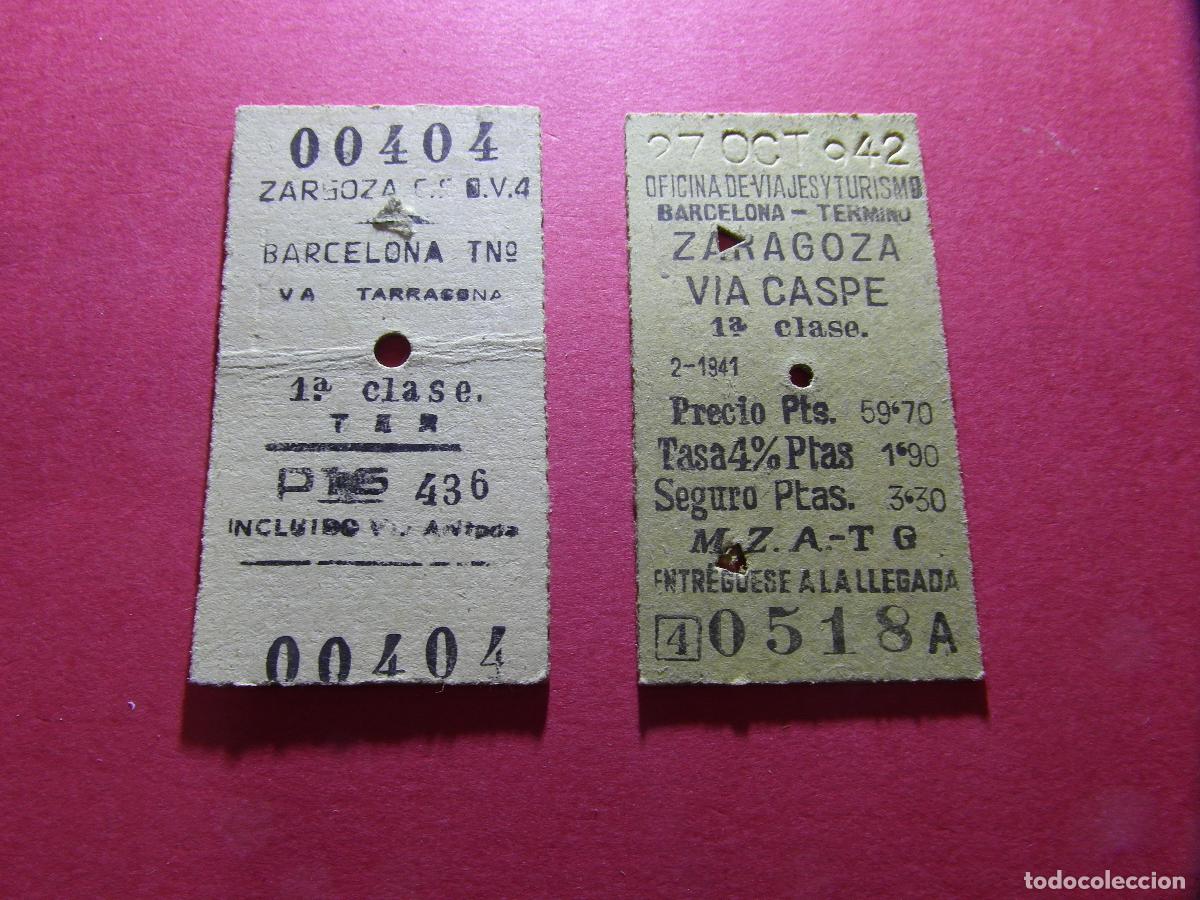 Coleccionismo billetes de transporte: BILLETE EDMONSON - LOTE DE 2 DIFERENTES - ZARAGOZA CASPE - RENFE MZA CERCANIAS RODALIES FERROCARRIL
