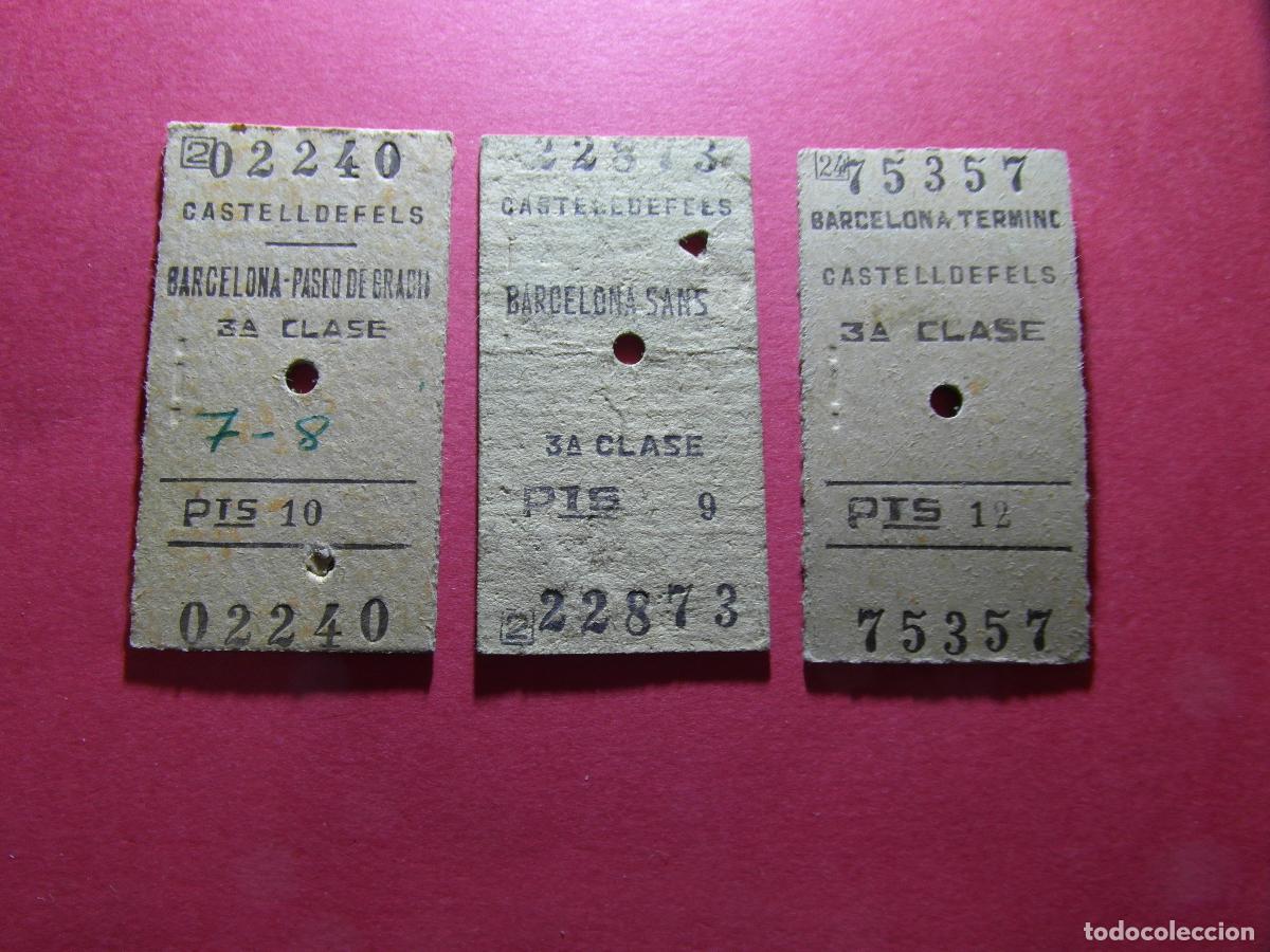 Coleccionismo billetes de transporte: BILLETE EDMONSON - LOTE DE 3 DIFERENTES - CASTELLDEFELS - RENFE MZA CERCANIAS RODALIES FERROCARRIL