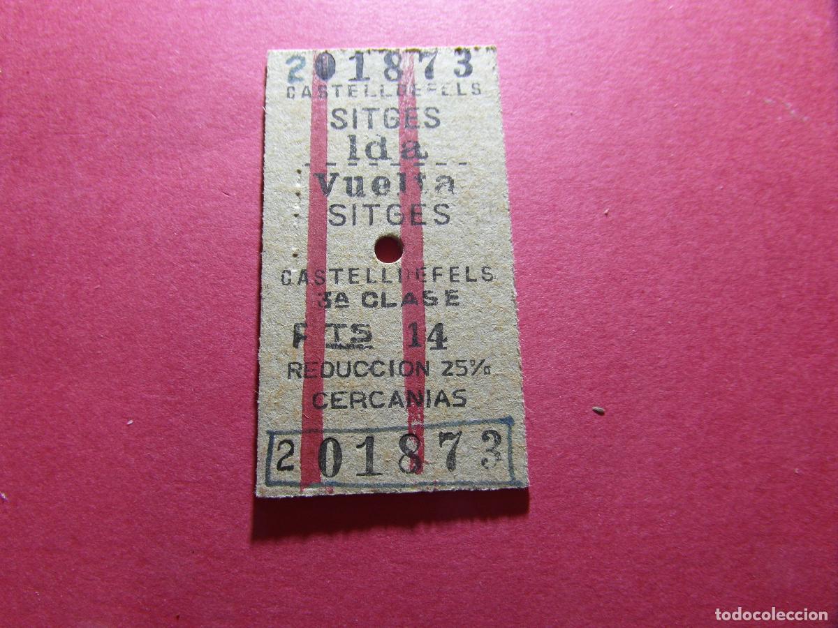 Coleccionismo billetes de transporte: BILLETE EDMONSON - CASTELLDEFELS SITGES REDUCCION 25 % - RENFE MZA CERCANIAS RODALIES FERROCARRIL