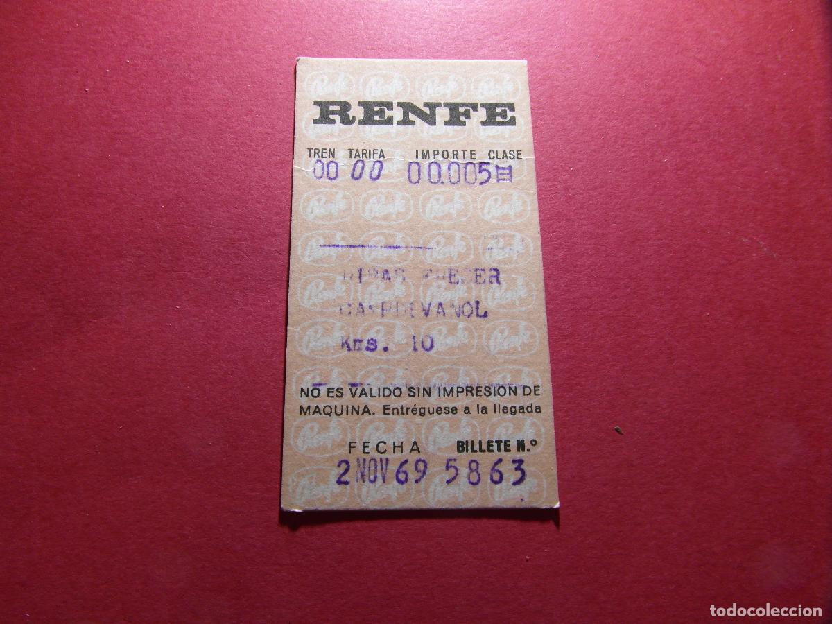 Coleccionismo billetes de transporte: BILLETE HUGIN - RIBAS FRESER CAMPDEVANOL - RENFE MZA CERCANIAS FERROCARRIL RODALIES